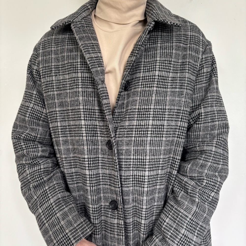 Oak and Fort Grey Plaid Peacoat